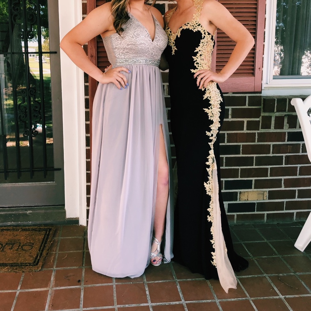 black and gold prom dress